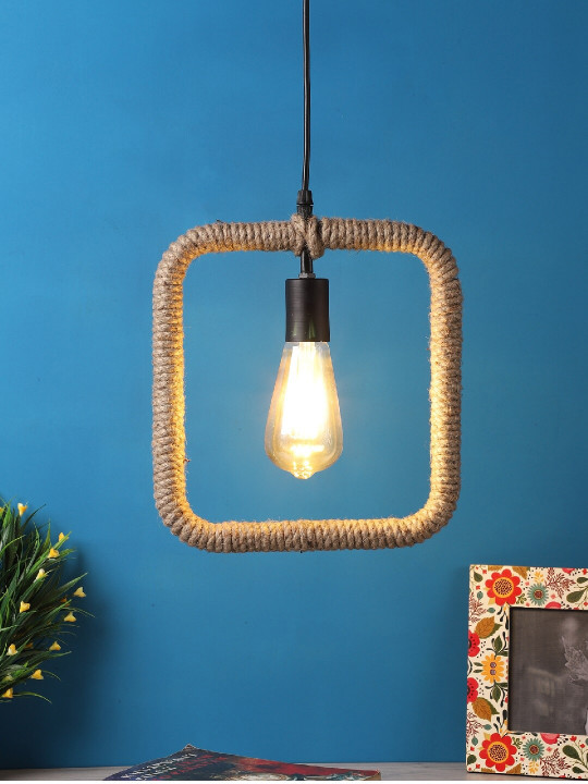 Decorative Square Rope Hanging Pendant Lamp for Home & Café Lighting | Stylish Ceiling Light for Modern Interiors - Image 2