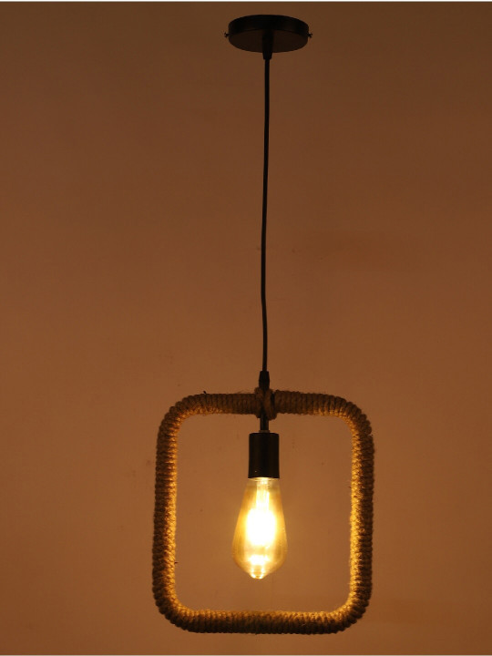 Decorative Square Rope Hanging Pendant Lamp for Home & Café Lighting | Stylish Ceiling Light for Modern Interiors - Image 3