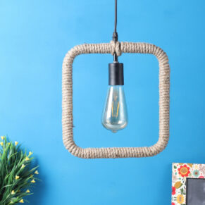 Decorative Square Rope Hanging Pendant Lamp for Home & Café Lighting | Stylish Ceiling Light for Modern Interiors