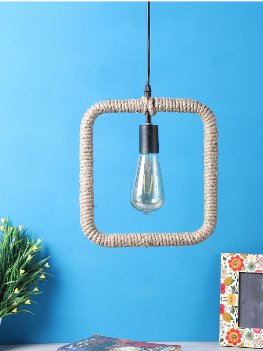 Decorative Square Rope Hanging Pendant Lamp for Home & Café Lighting | Stylish Ceiling Light for Modern Interiors