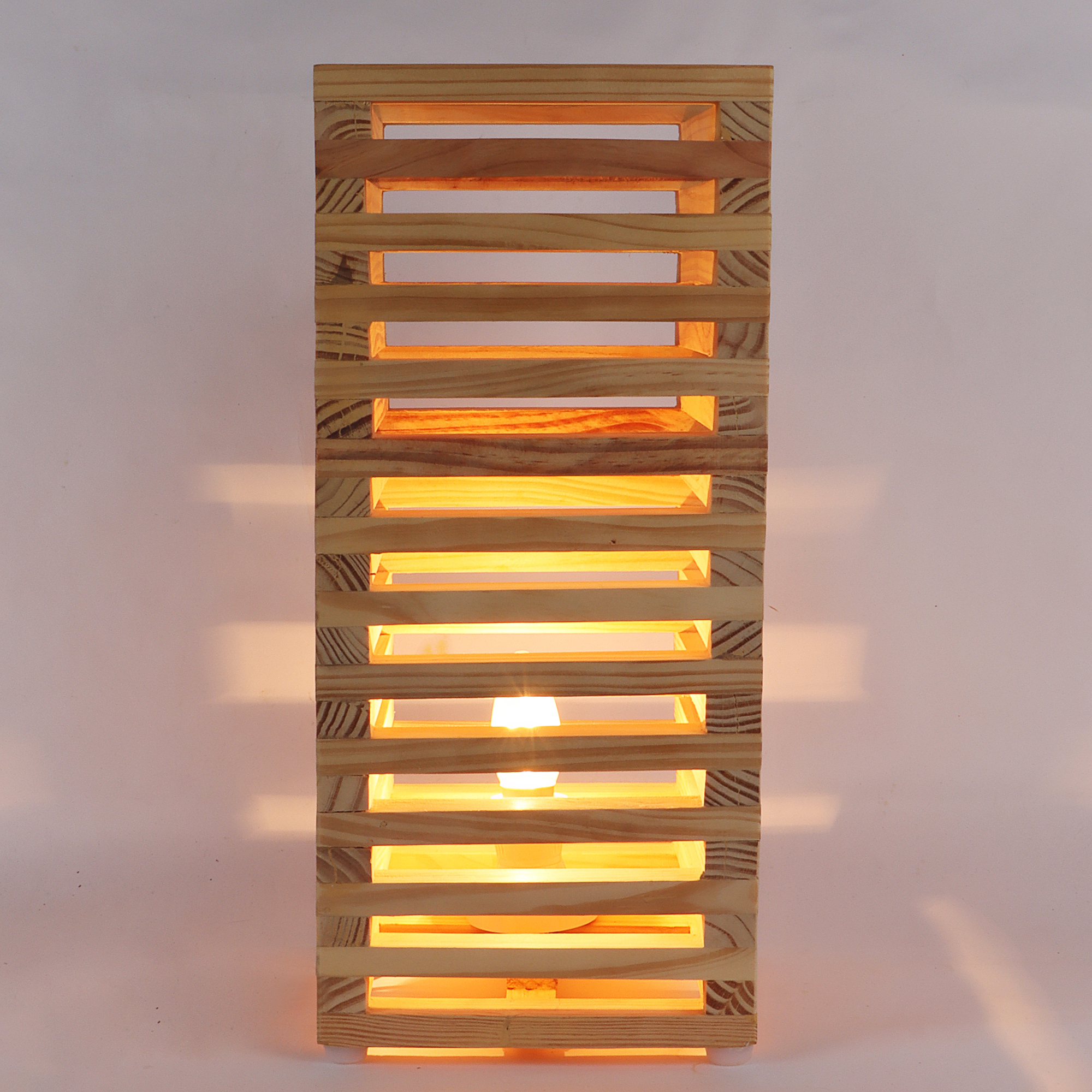 Decorative Pine Wood Square Table for Bedside & Desk Lighting | Elegant Ambient for Home & Office Décor - Image 4