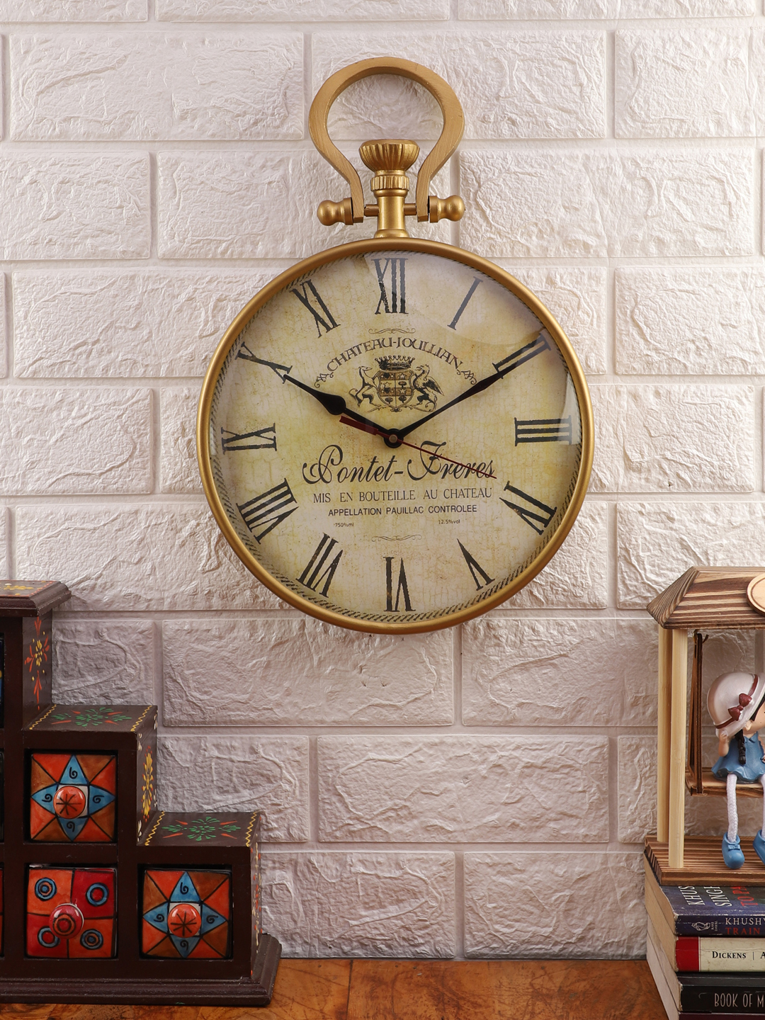 Vintage Metal Chateau Jullian Wall Clock Decorative Timepiece | Classic Design for Living Room, Office & Café Décor