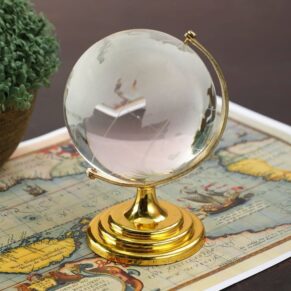 White Crystal Decorative Vintage World 4.5 inches Globe for Study Room & Office Desk Décor | Classic Educational Display Accent