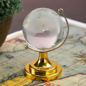 White Crystal Decorative Vintage World 3.5 inches Globe for Study Room & Office Desk Décor | Classic Educational Display Accent