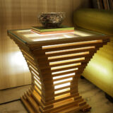 Decorative Pine Wood Table for Bedside & Desk Lighting | Elegant Ambient for Home & Office Décor