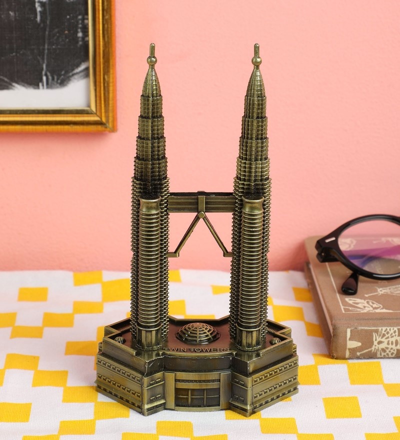 Twin Tower Miniature Monument Decorative Showpiece for Home & Office Décor | Collectible Souvenir Display Accent