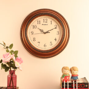 Vintage Plastic Copper Perfect Wall Clock Decorative Timepiece | Classic Design for Living Room, Office & Café Décor