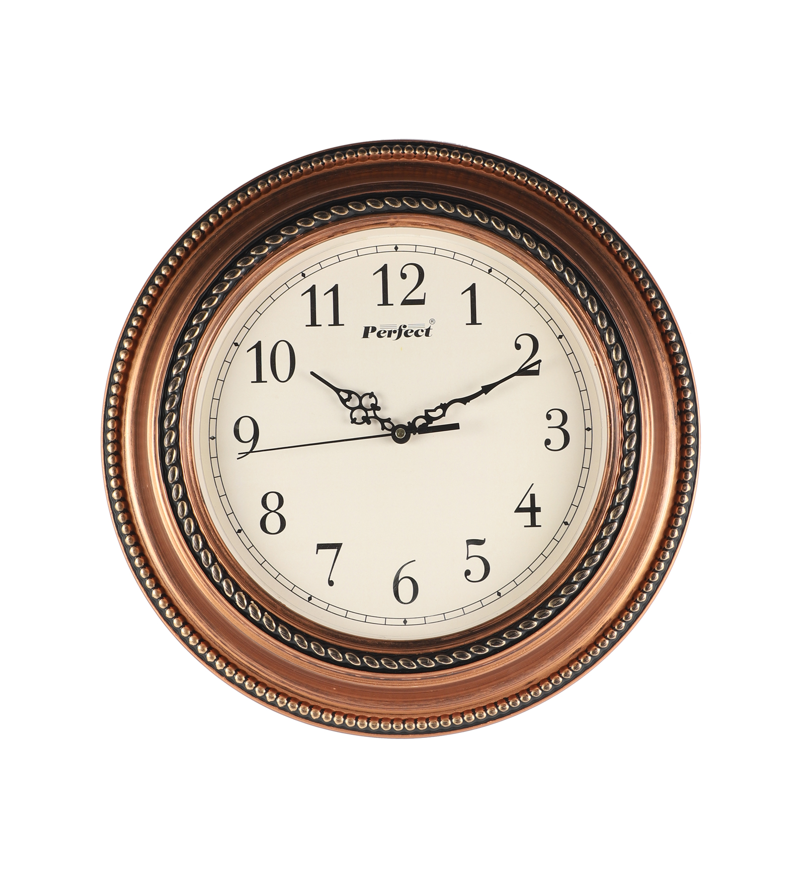 Vintage Plastic Copper Perfect Wall Clock Decorative Timepiece | Classic Design for Living Room, Office & Café Décor - Image 2