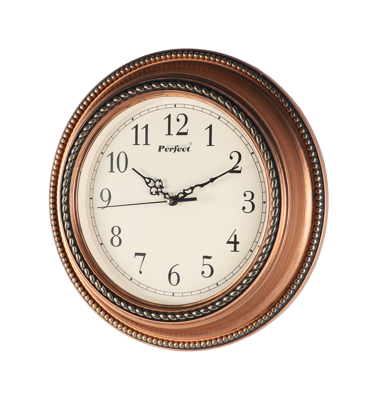 Vintage Plastic Copper Perfect Wall Clock Decorative Timepiece | Classic Design for Living Room, Office & Café Décor - Image 6
