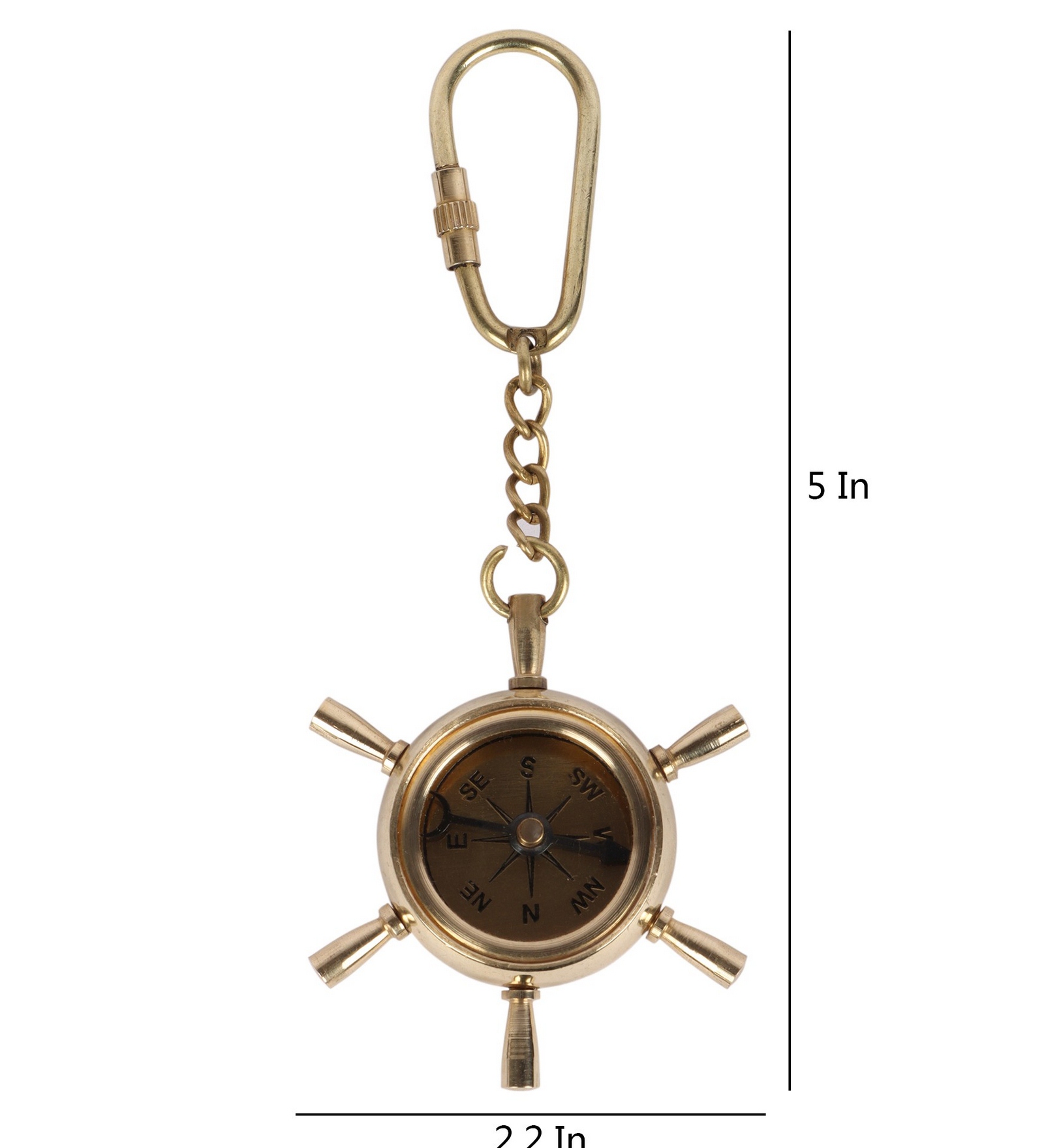 Brass Shipwheel Compass Vintage Decorative Key Chain for Daily Use | Classic Collectible Style Accessory for Keys & Gifting - Image 4