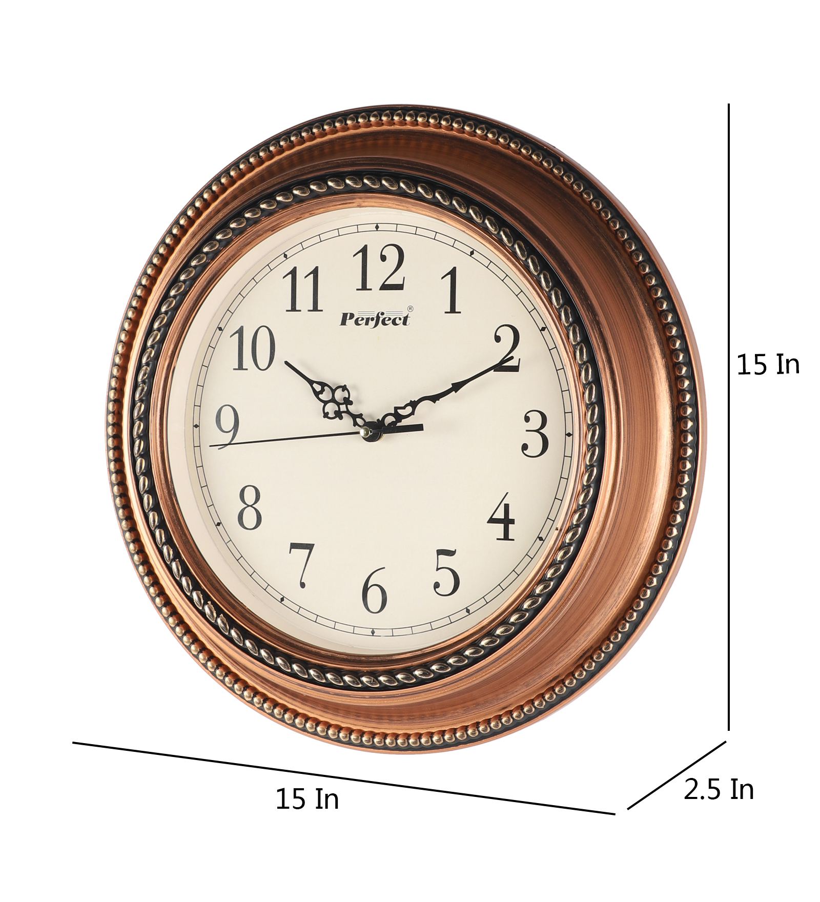 Vintage Plastic Copper Perfect Wall Clock Decorative Timepiece | Classic Design for Living Room, Office & Café Décor - Image 5