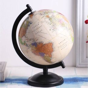 White Decorative Vintage World Globe for Study Room & Office Desk Décor | Classic Educational Display Accent