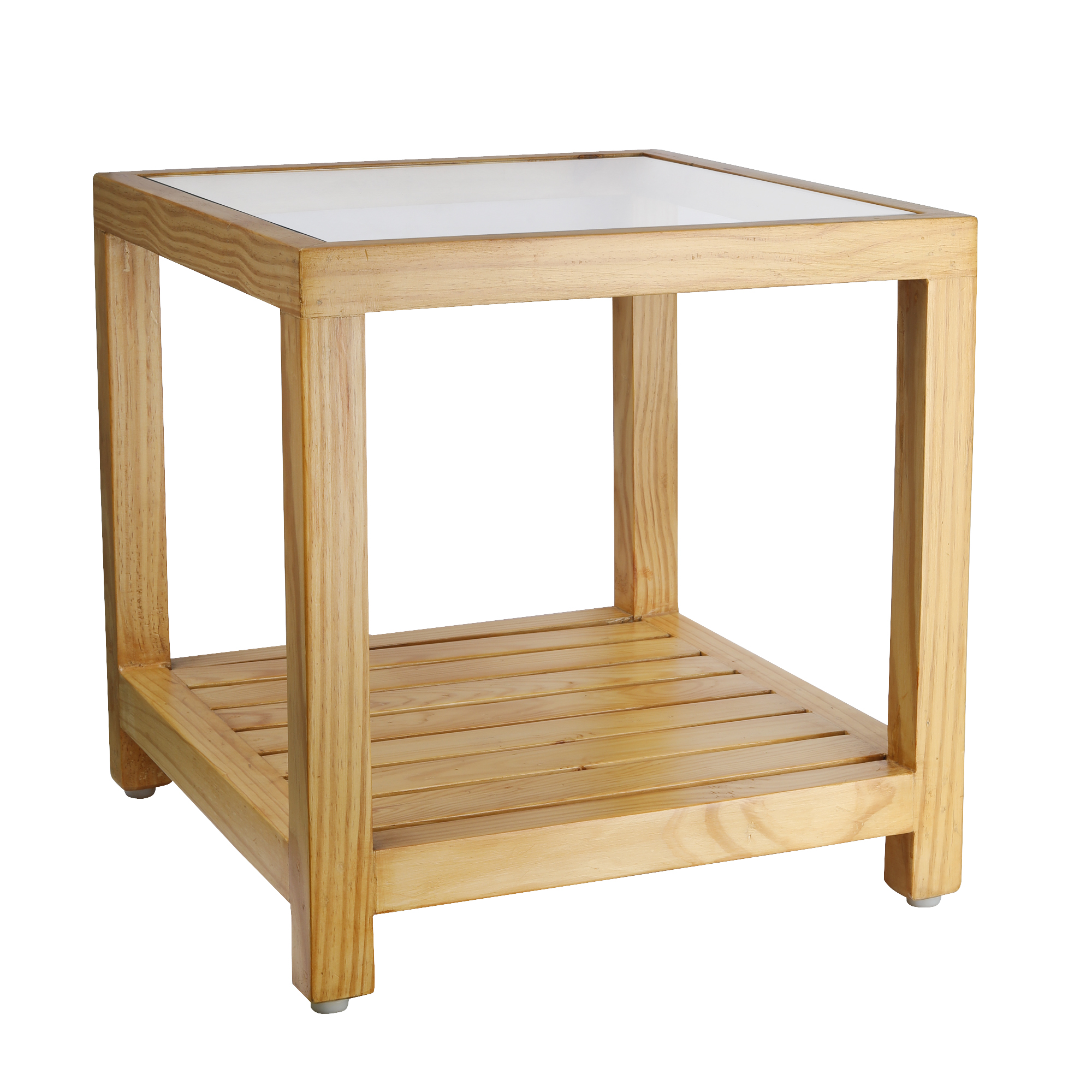 Decorative Pine Wood Corner Table with Glass for Bedside & Desk Lighting | Elegant Ambient for Home & Office Décor - Image 4