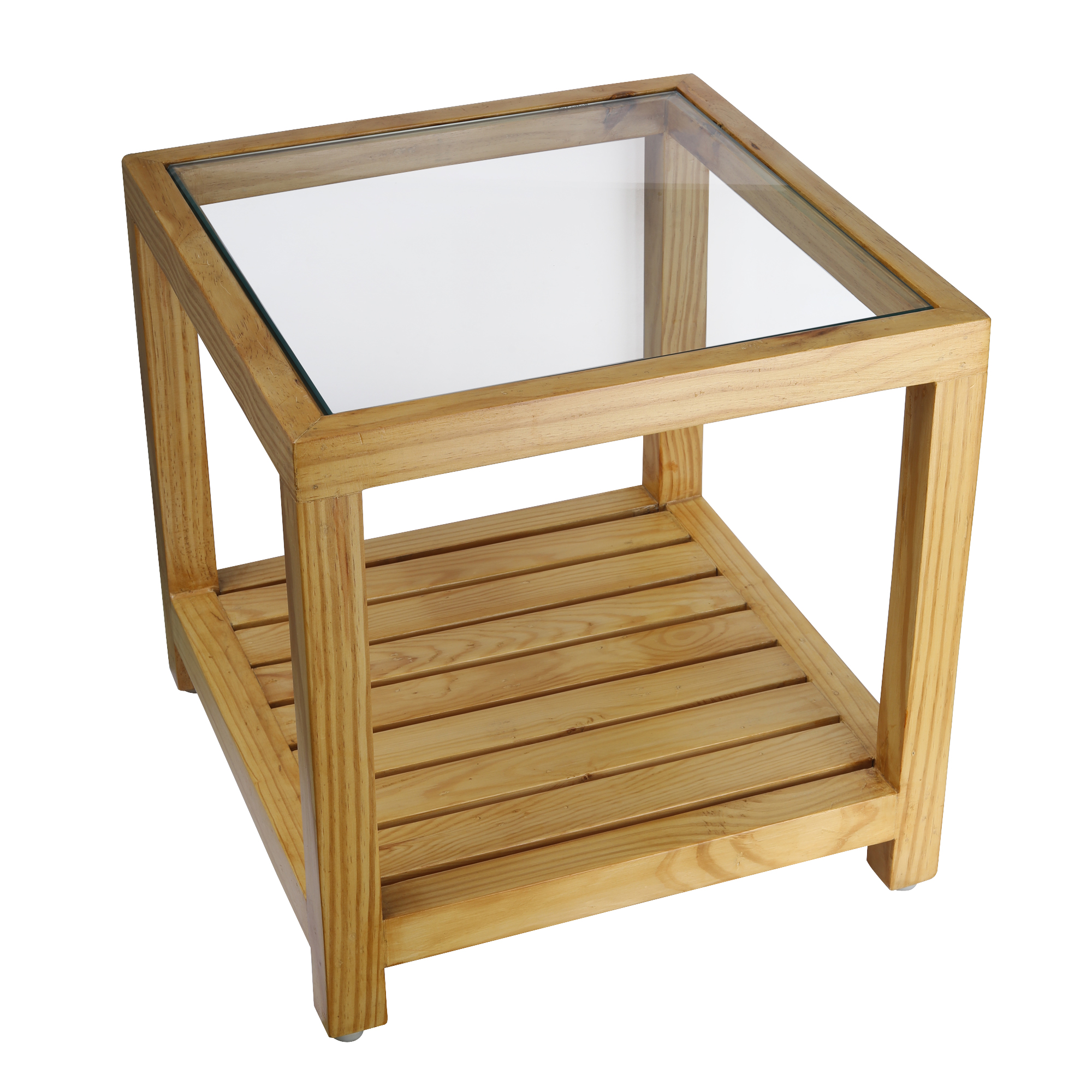 Decorative Pine Wood Corner Table with Glass for Bedside & Desk Lighting | Elegant Ambient for Home & Office Décor - Image 6