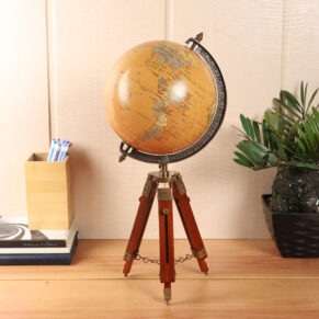 Orange Decorative Vintage World Globe for Study Room & Office Desk Décor | Classic Educational Display Accent