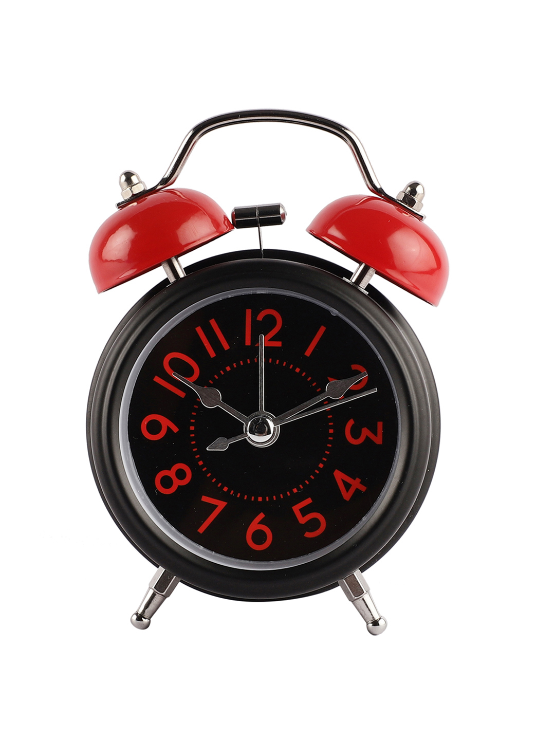 Vintage Metal Classic Black Alarm Clock with Red Twin Bell for Bedroom & Study Table | Vintage Design - Image 2