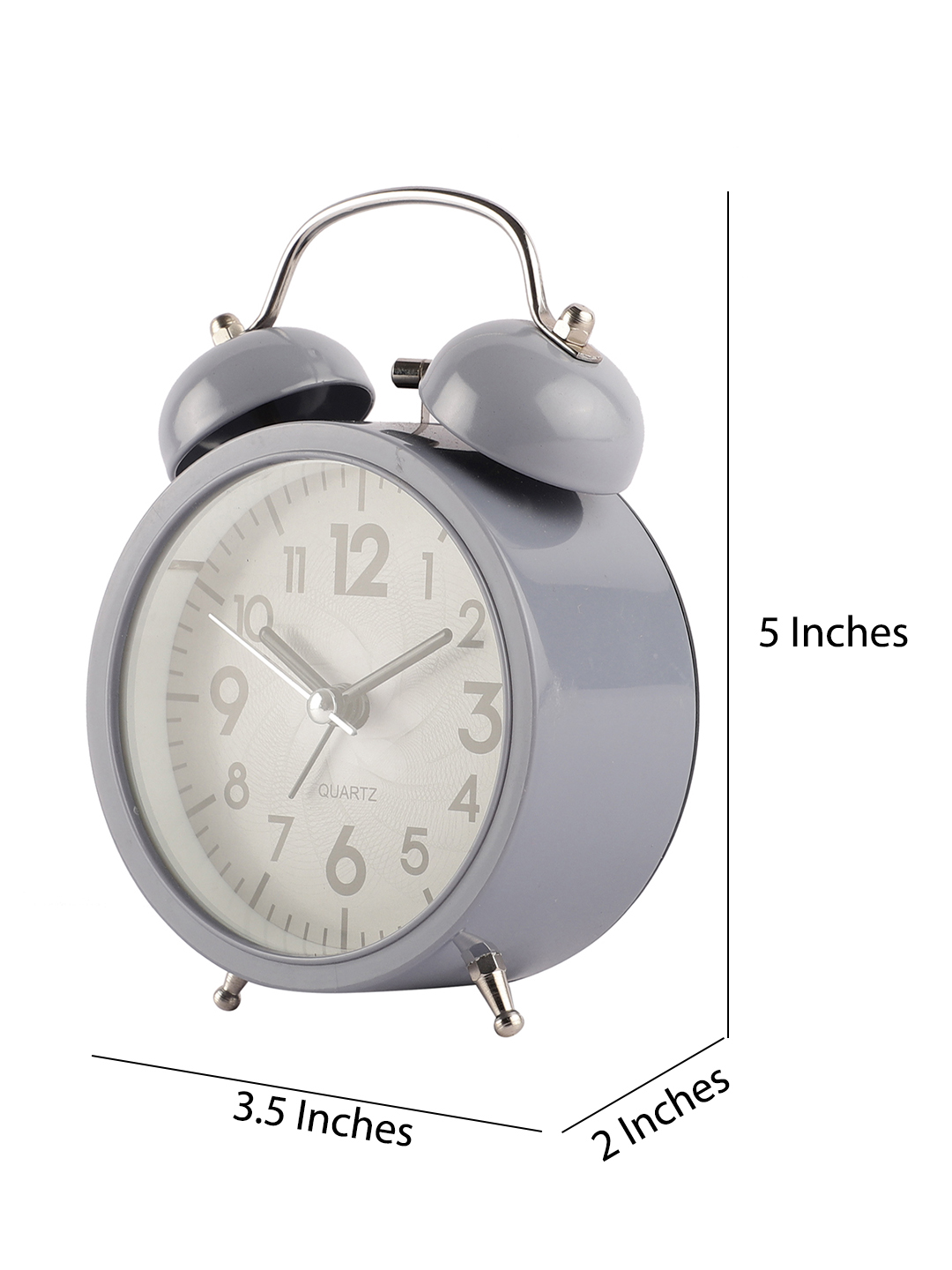 Vintage Metal Classic Grey Alarm Clock for Bedroom & Study Table | Vintage Design - Image 3