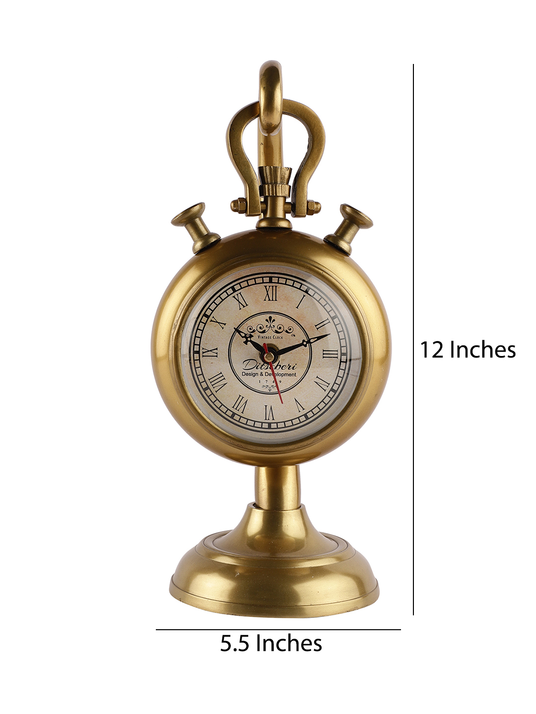 Vintage Metal Decorative Table Clock for Desk & Bedside | Vintage Style Home Décor - Image 2