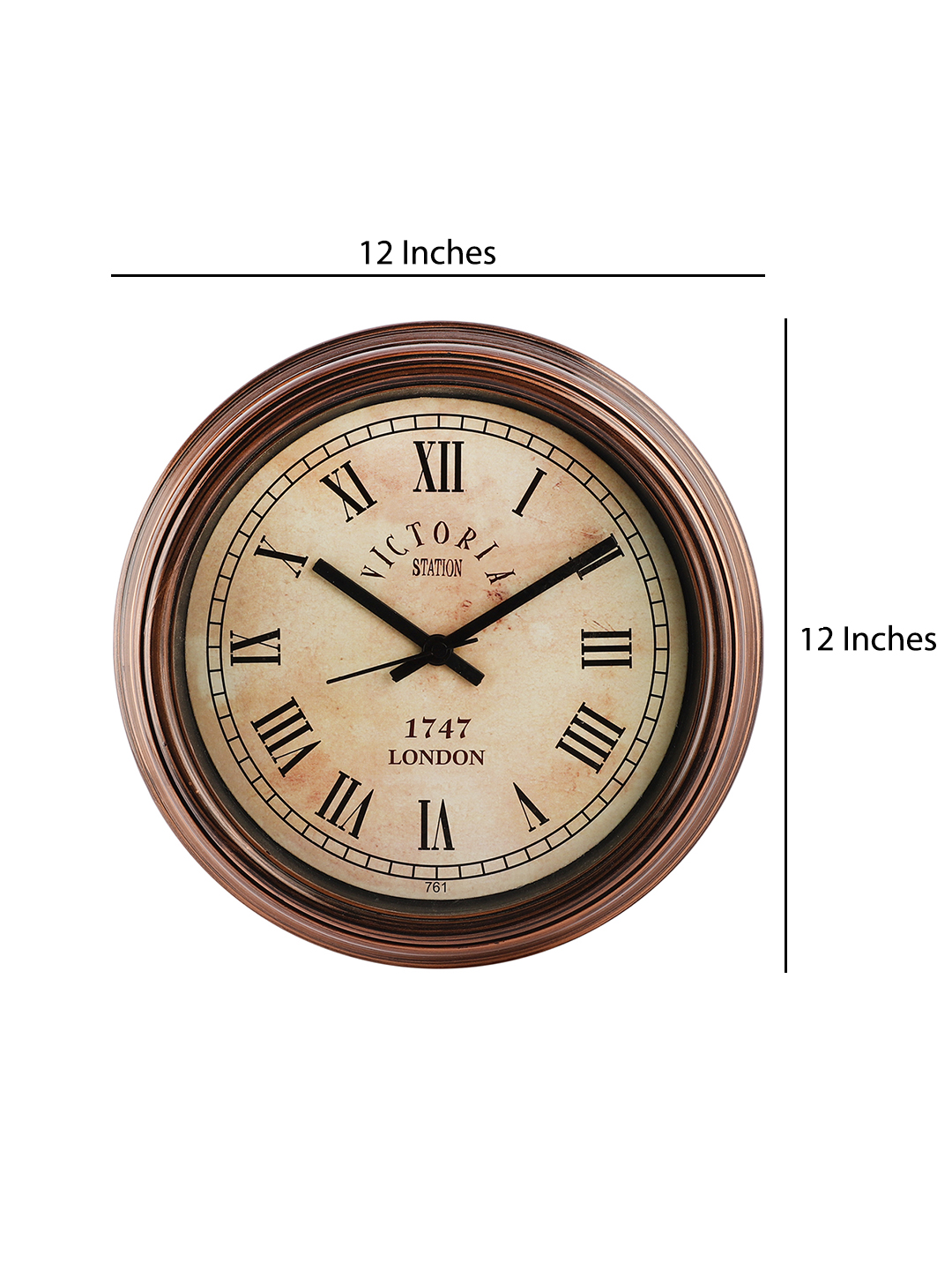 Vintage Plastic Copper Victoria Wall Clock Decorative Timepiece | Classic Design for Living Room, Office & Café Décor - Image 2