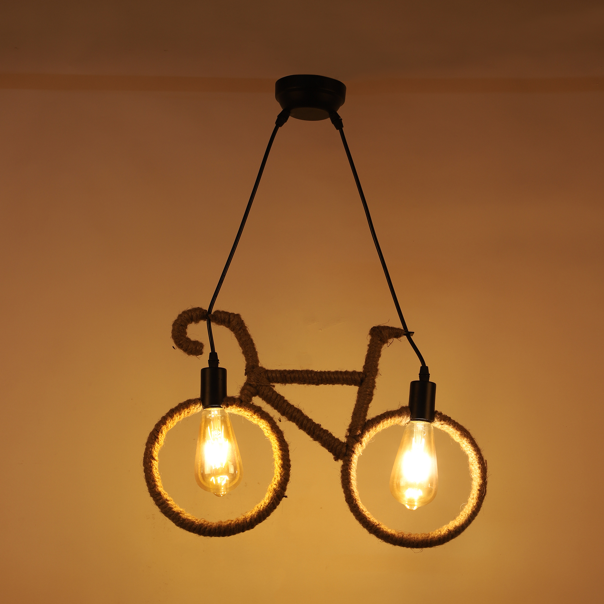 Decorative Cycle Rope Hanging Pendant Lamp for Home & Café Lighting | Stylish Ceiling Light for Modern Interiors - Image 2