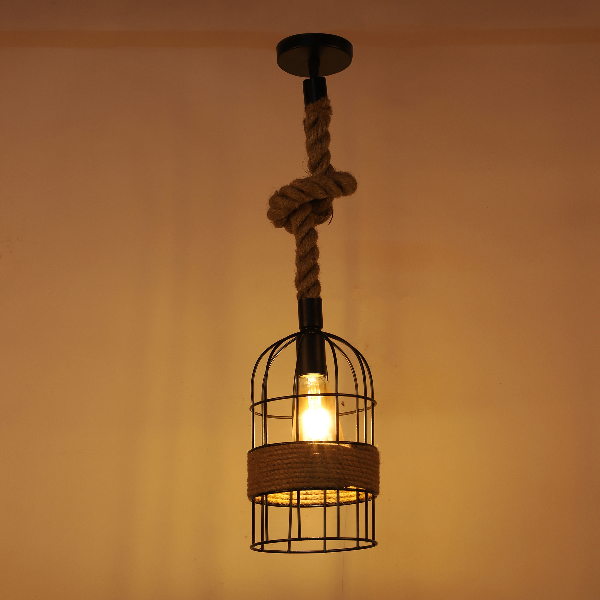 Decorative Bird Nest Rope Hanging Pendant Lamp for Home & Café Lighting | Stylish Ceiling Light for Modern Interiors - Image 3