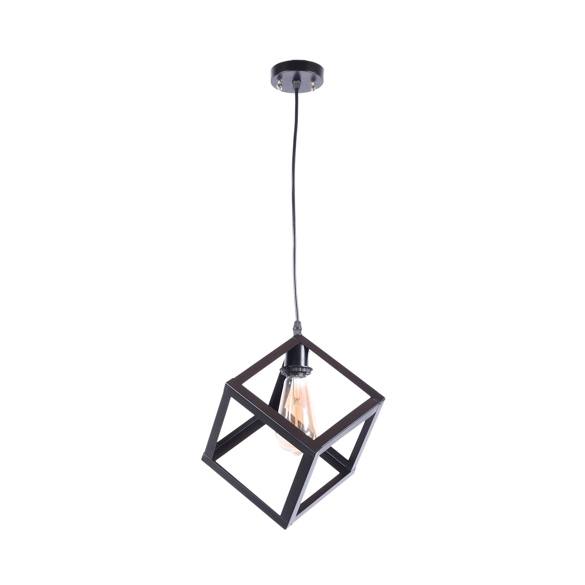 Decorative Metal Square Hanging Pendant Lamp for Home & Café Lighting | Stylish Ceiling Light for Modern Interiors - Image 5