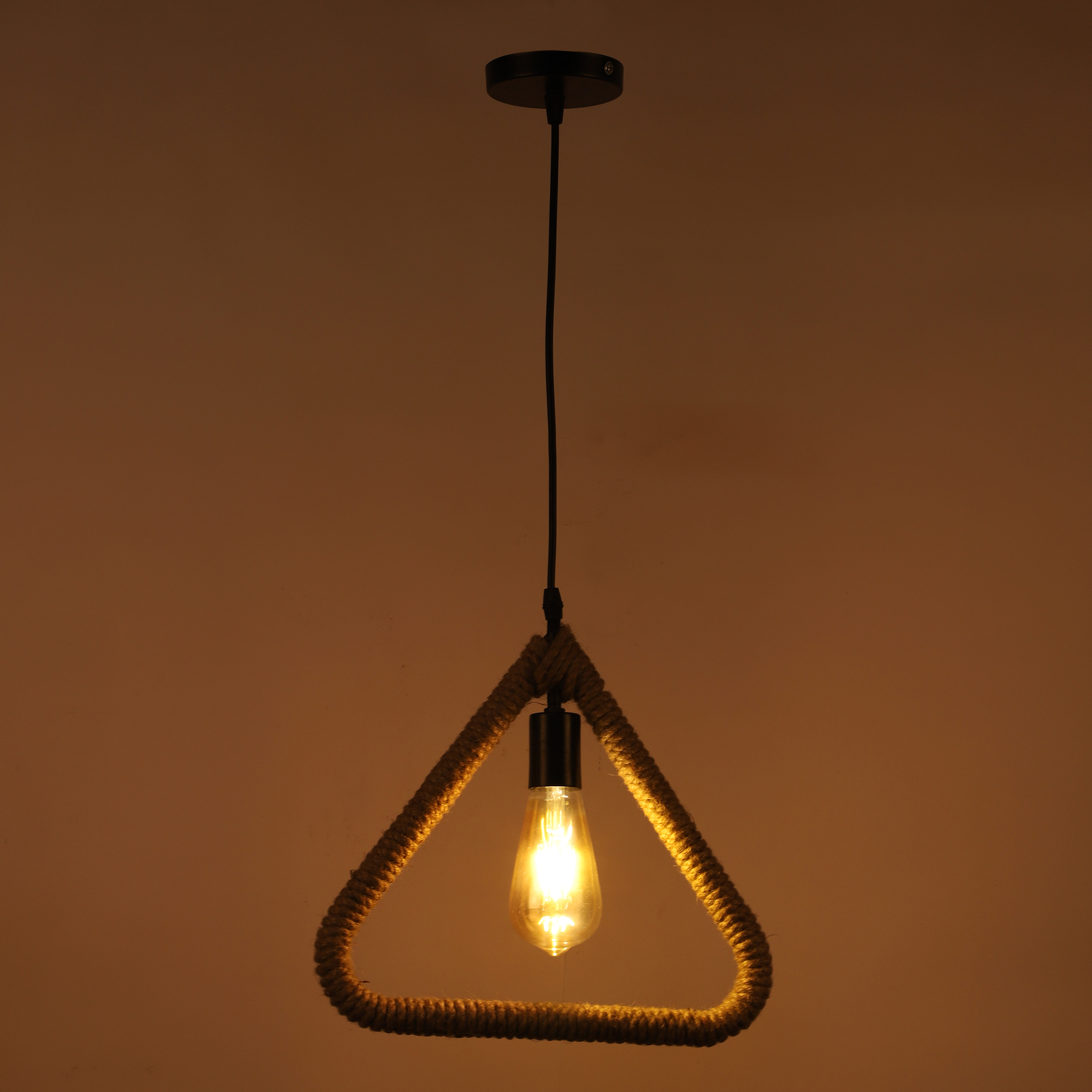 Decorative Triangle Rope Hanging Pendant Lamp for Home & Café Lighting | Stylish Ceiling Light for Modern Interiors - Image 3