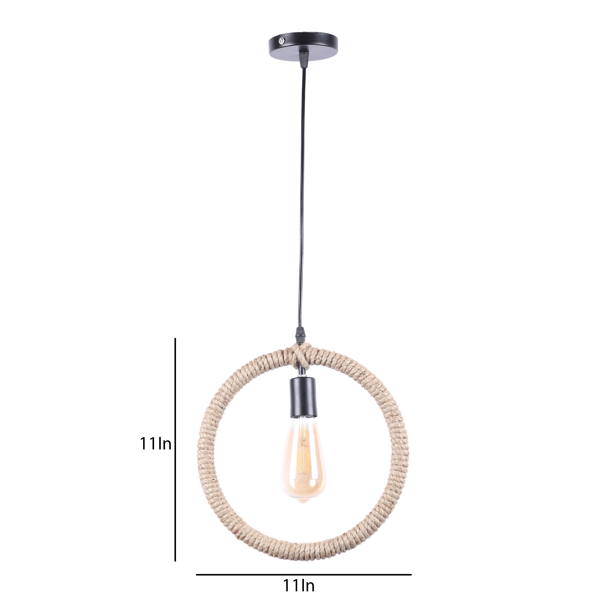 Decorative Circle Rope Hanging Pendant Lamp for Home & Café Lighting | Stylish Ceiling Light for Modern Interiors - Image 6