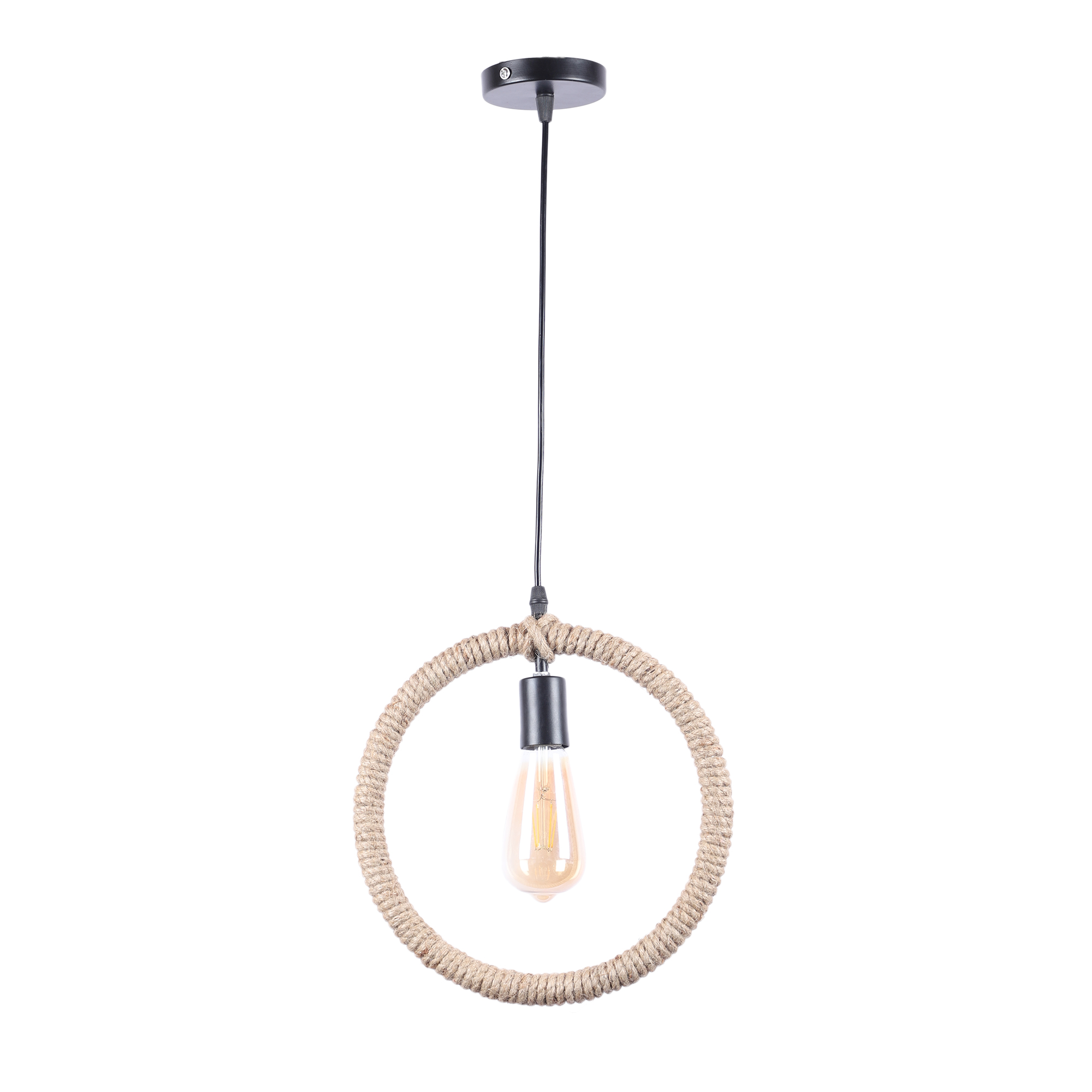 Decorative Circle Rope Hanging Pendant Lamp for Home & Café Lighting | Stylish Ceiling Light for Modern Interiors - Image 5