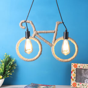 Decorative Cycle Rope Hanging Pendant Lamp for Home & Café Lighting | Stylish Ceiling Light for Modern Interiors