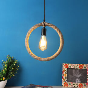 Decorative Circle Rope Hanging Pendant Lamp for Home & Café Lighting | Stylish Ceiling Light for Modern Interiors