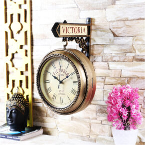 Vintage Plastic Double Sided 13 inches Victoria Station Wall Clock for Home, Office & Café Décor | Classic Railway Style Decorative