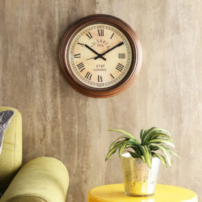 Vintage Plastic Copper Victoria Wall Clock Decorative Timepiece | Classic Design for Living Room, Office & Café Décor