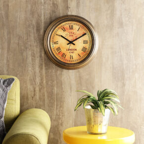 Vintage Plastic Golden Victoria Wall Clock Decorative Timepiece | Classic Design for Living Room, Office & Café Décor