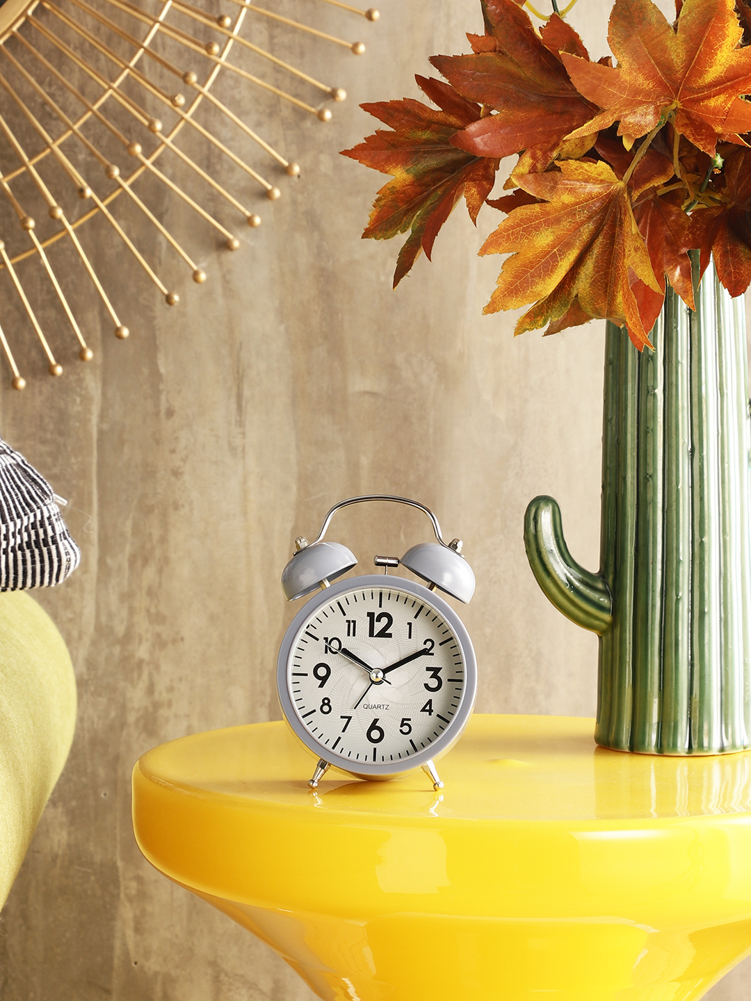 Vintage Metal Classic Grey Alarm Clock for Bedroom & Study Table | Vintage Design