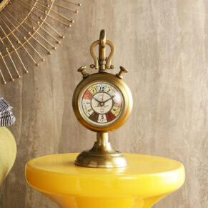 Vintage Metal Decorative Multicolor Dial Table Clock for Desk & Bedside | Vintage Style Home Décor