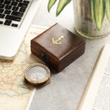 Antique Vintage Nautical Compass with Wooden Box Decorative Item for Home & Office