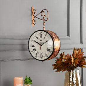 Vintage Metal Double Sided 10 inches Bondstreet Station Wall Clock for Home, Office & Café Décor | Classic Railway Style Decorative