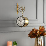 Vintage Metal Double Sided 6.5 inches Bondstreet Station Wall Clock for Home, Office & Café Décor | Classic Railway Style Decorative