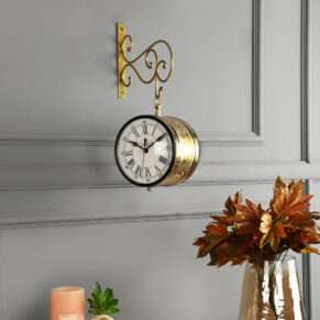 Vintage Metal Double Sided 6.5 inches Bondstreet Station Wall Clock for Home, Office & Café Décor | Classic Railway Style Decorative