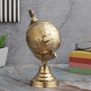 Brass Decorative Vintage World 6 inches Globe for Study Room & Office Desk Décor | Classic Educational Display Accent