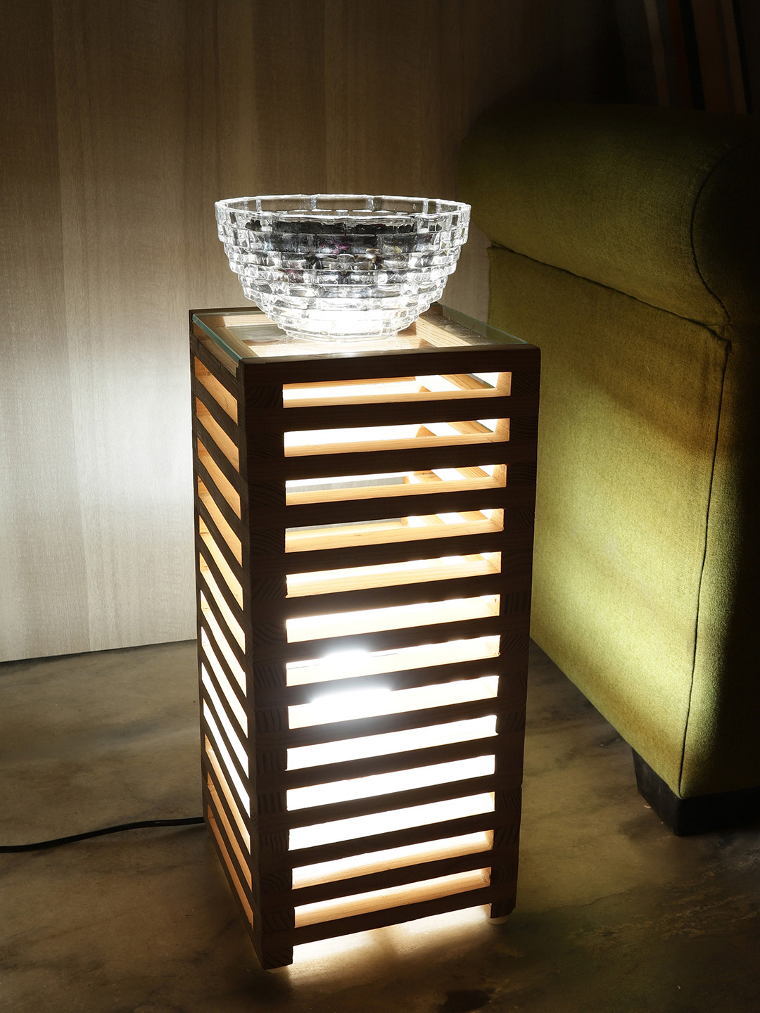 Decorative Pine Wood Square Table for Bedside & Desk Lighting | Elegant Ambient for Home & Office Décor - Image 2