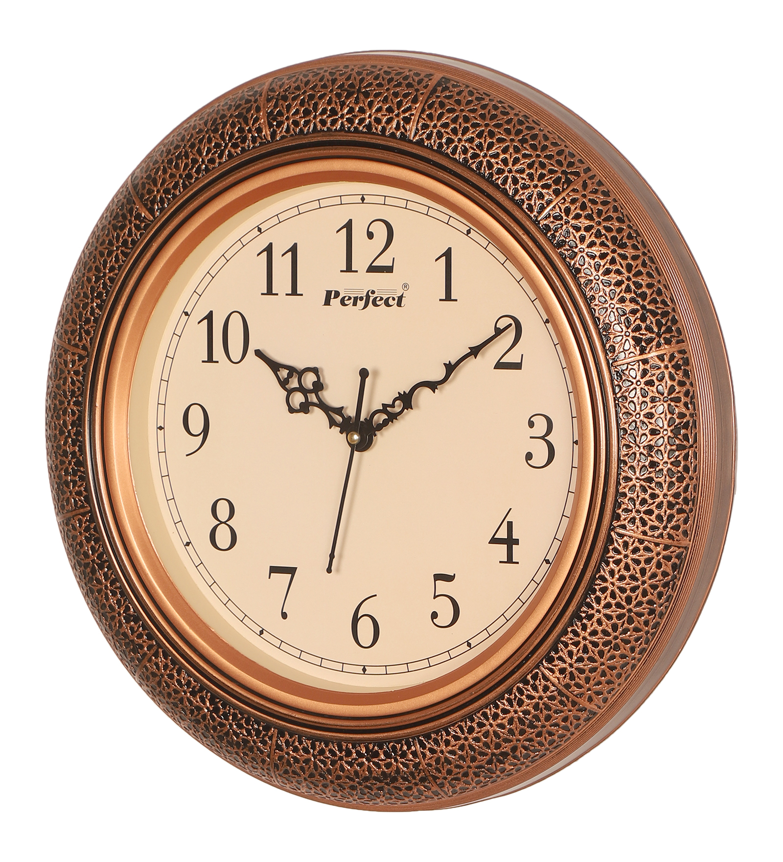Vintage Plastic Copper Perfect Wall Clock Decorative Timepiece | Classic Design for Living Room, Office & Café Décor - Image 6