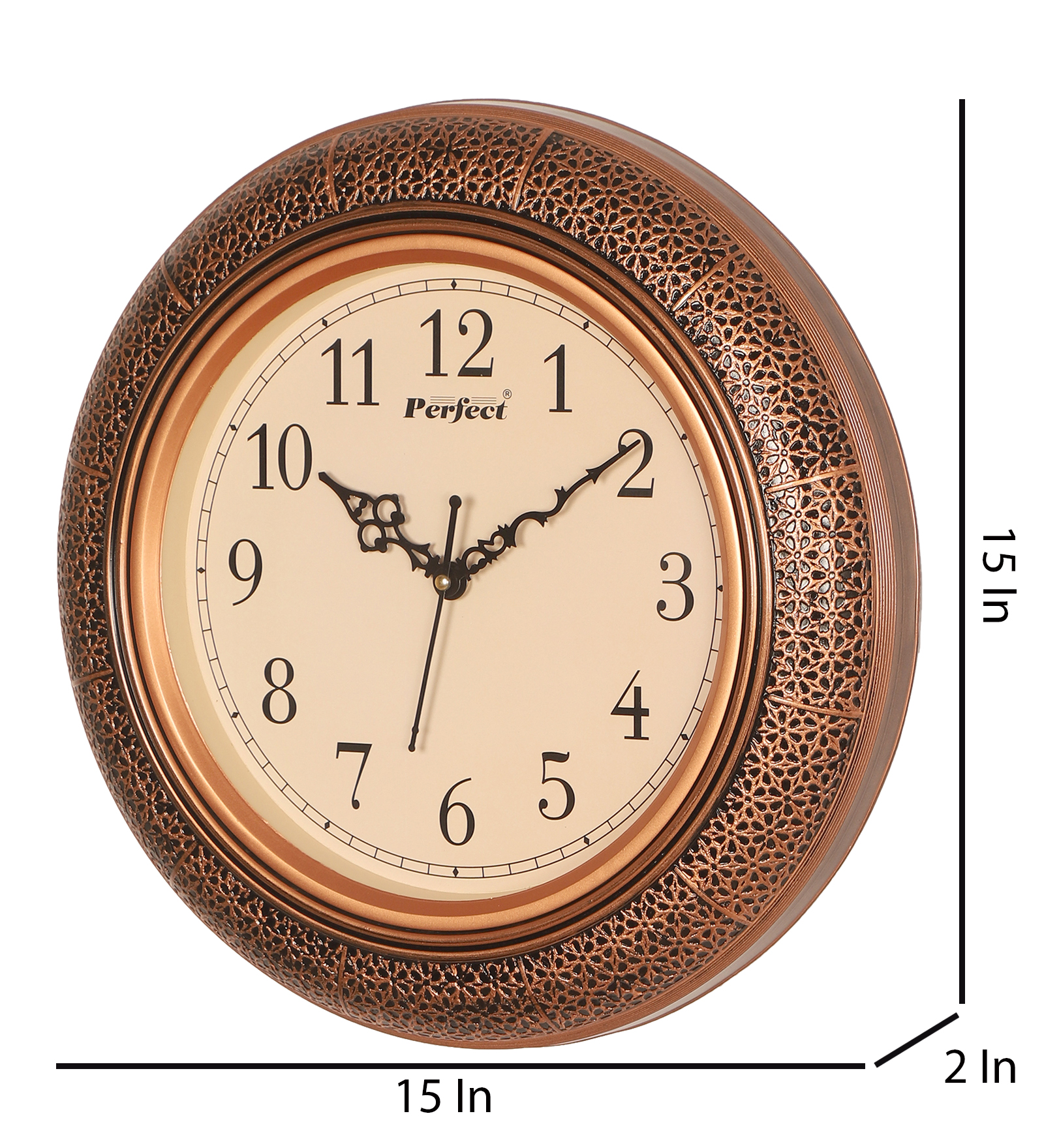 Vintage Plastic Copper Perfect Wall Clock Decorative Timepiece | Classic Design for Living Room, Office & Café Décor - Image 5
