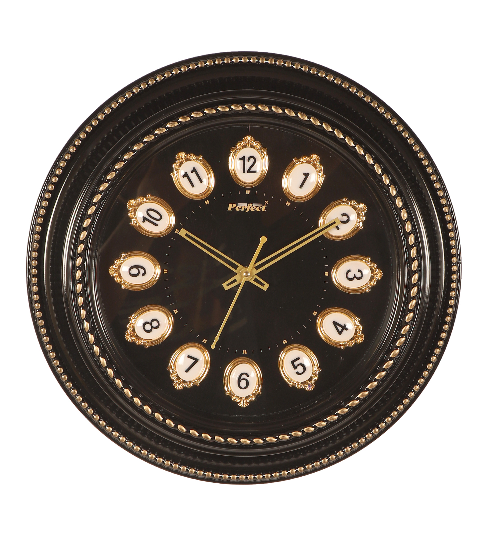Vintage Plastic Black Perfect Crown Dial Wall Clock Decorative Timepiece | Classic Design for Living Room, Office & Café Décor - Image 2