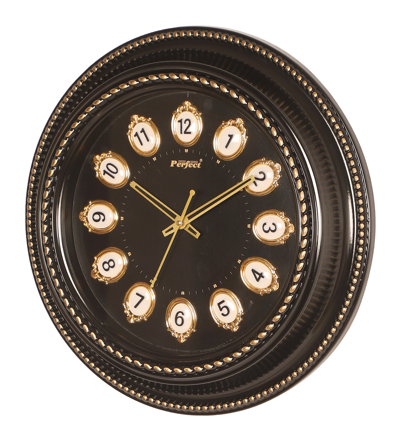 Vintage Plastic Black Perfect Crown Dial Wall Clock Decorative Timepiece | Classic Design for Living Room, Office & Café Décor - Image 6