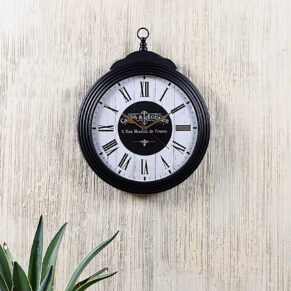 Vintage Metal Black Wall Clock Decorative Timepiece | Classic Design for Living Room, Office & Café Décor