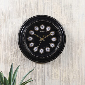 Vintage Plastic Black Perfect Crown Dial Wall Clock Decorative Timepiece | Classic Design for Living Room, Office & Café Décor
