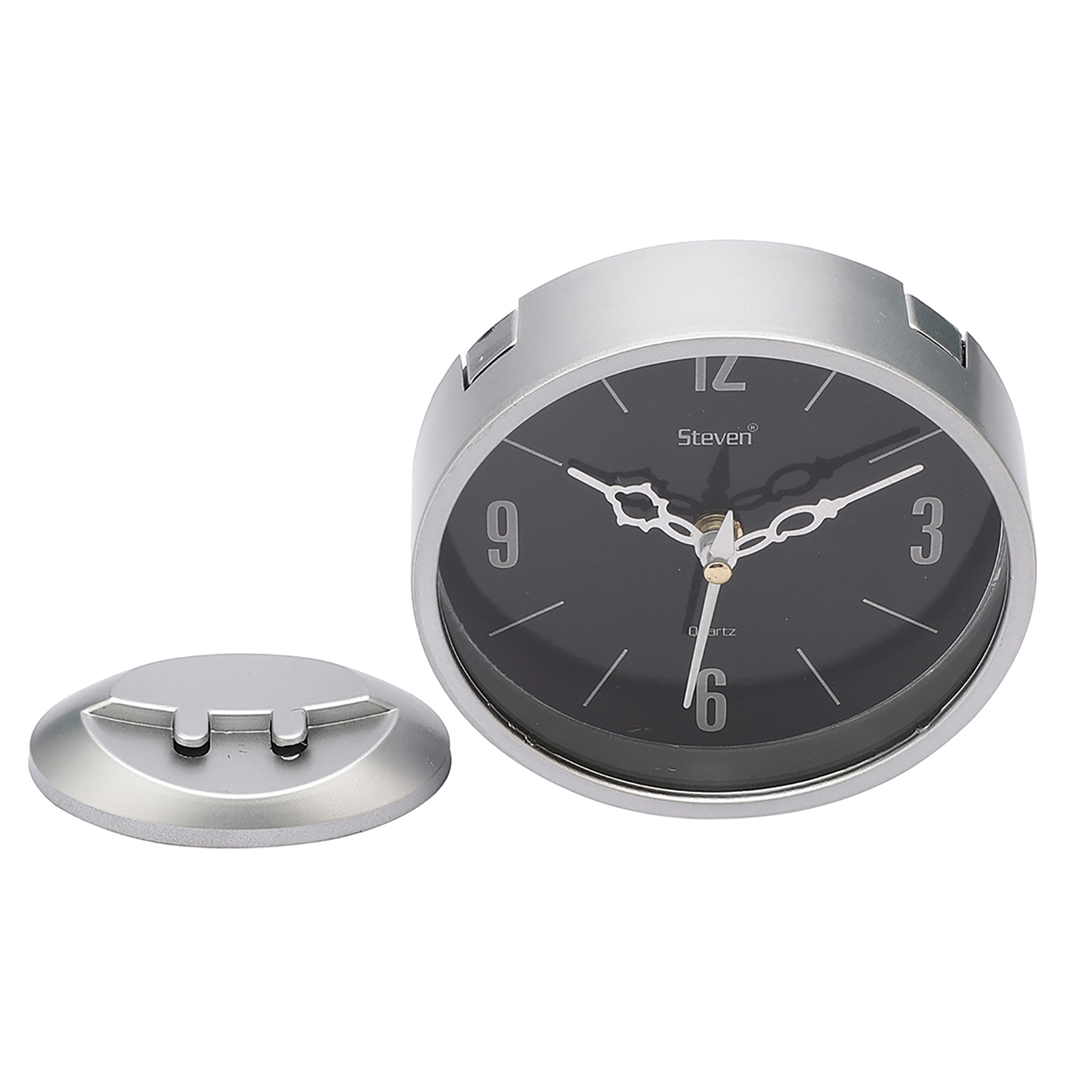 Silver Decorative Mini Stylish Table Clock for Desk & Bedside | Vintage Style Home Décor - Image 4