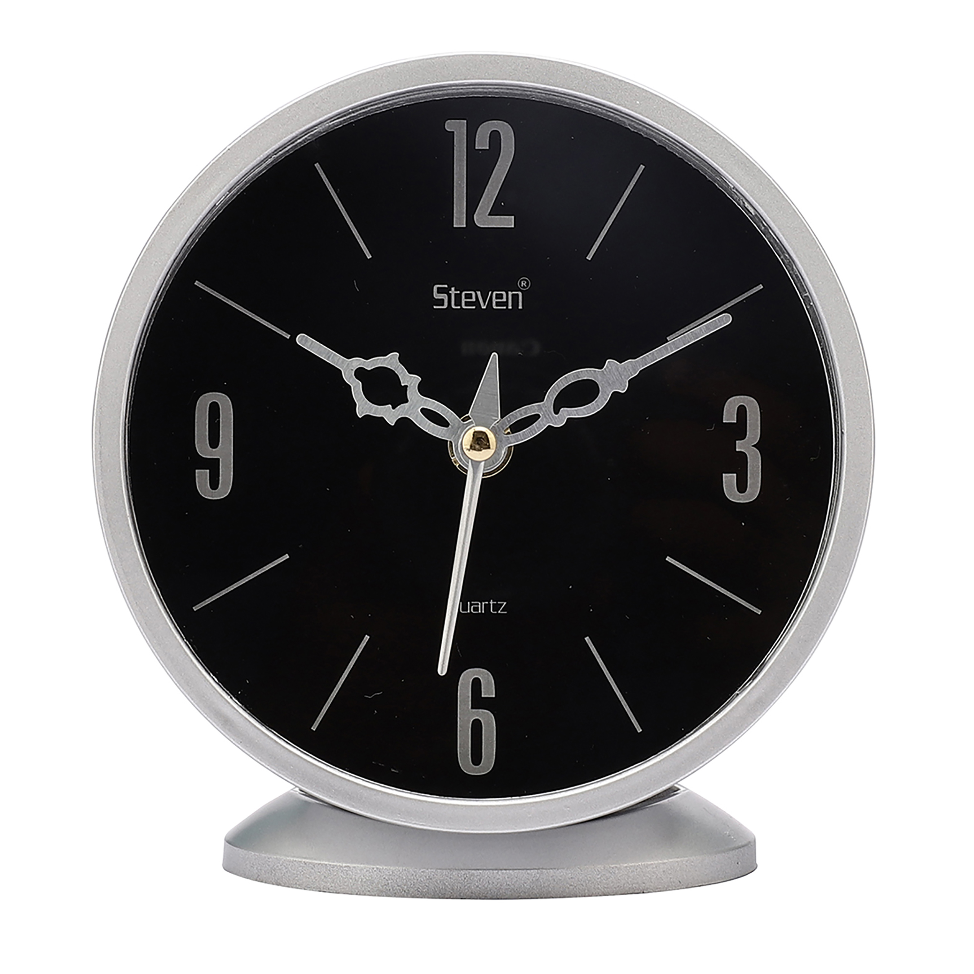 Silver Decorative Mini Stylish Table Clock for Desk & Bedside | Vintage Style Home Décor - Image 3